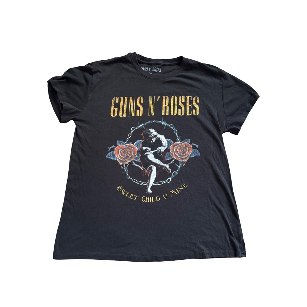 Guns N Roses Sweet Child O Mine Graphic T-Shirt Black XXL Bravado Rock Band Tee